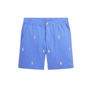 NWT Polo‎ Ralph Lauren Blue Boys Embroidered Multicolor Logo Shorts Preppy